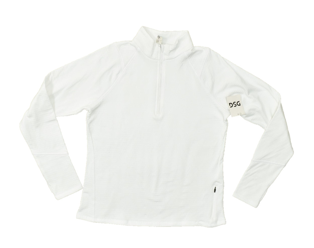 DSG Women's Run Grid 1/4 Zip Pullover Top White Long Sleeve Athletic Size L NEW